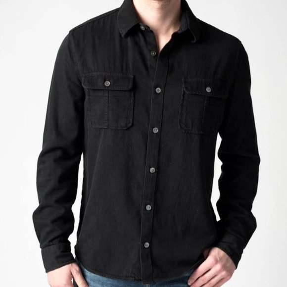 FRAME Men's Vintage Army Shirt in Faded Noir - Picture 2 of 5